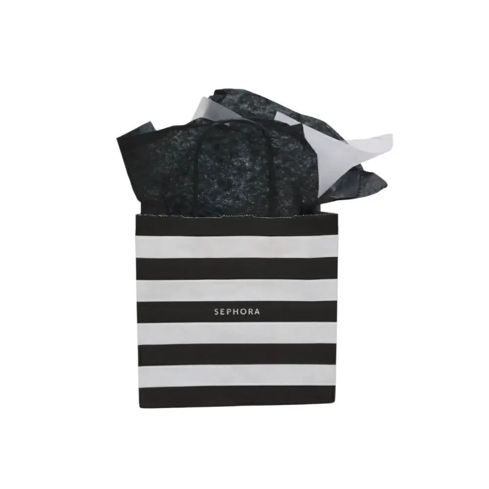 🖤🤍 SEPHORA Empty Black White Striped Paper Shopping Gift Bag with Tissues